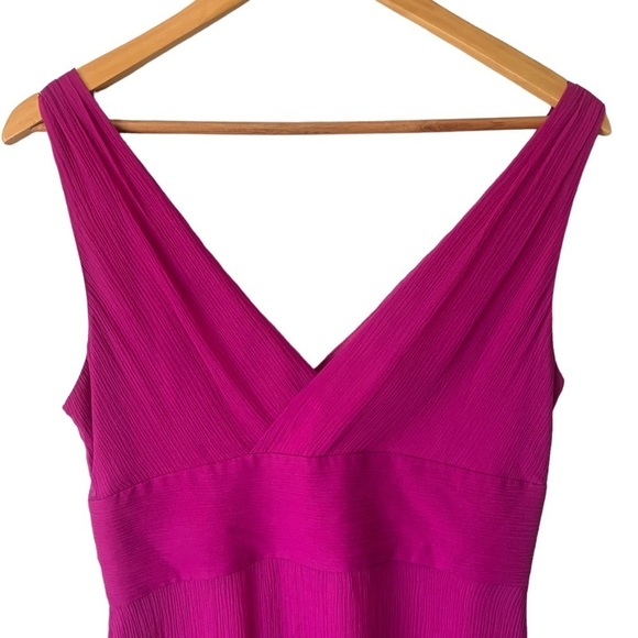 J. Crew Sophia 100% Silk Chiffon Pink Purple Wrap Bodice Lined Dress Size 10 - Picture 7 of 11